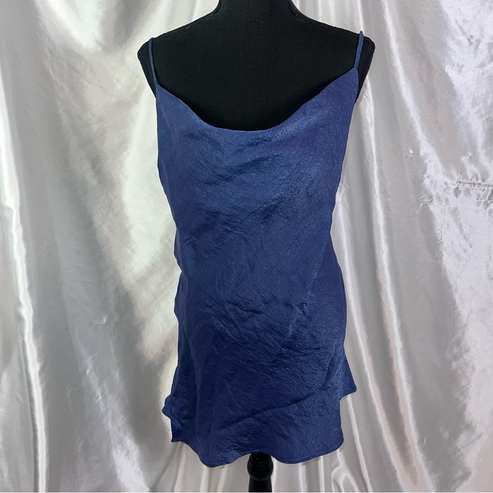 Montazami LA Sparkling Blue Cowl Neck Mini Dress – Glam & Eye-Catching Small - Picture 2 of 9